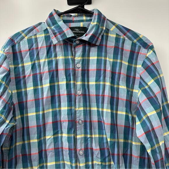 Rodd & Gunn Blue Red & Yellow Striped‎ Plaid Italian Button Down Shirt Size M - Picture 2 of 10